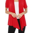 thumbnail image 5 of Women's Casual Short Sleeve Draped Open Front Solid Cardigan, 5 of 5