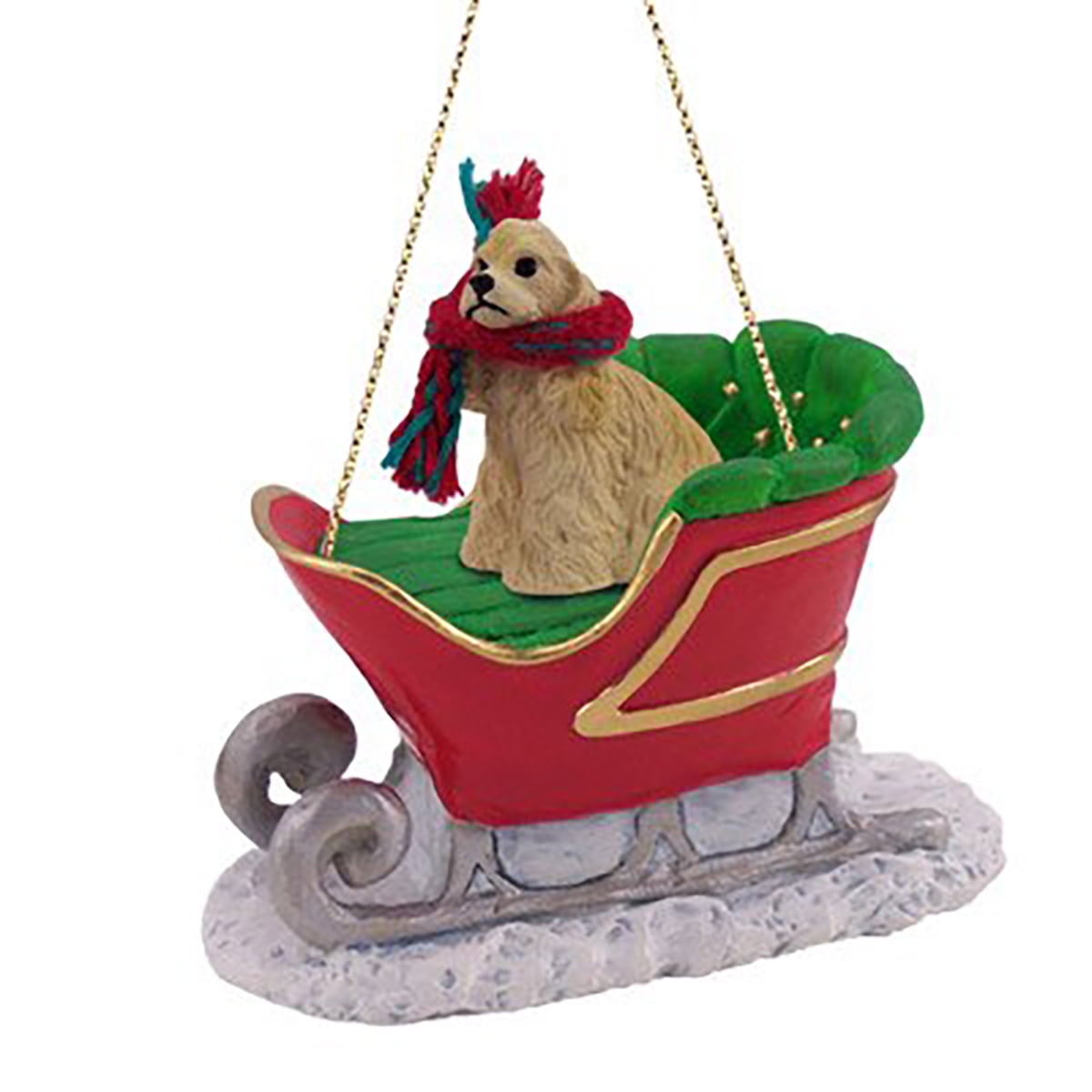 Conversation Concepts Blonde Cocker Spaniel Dog Sleigh Dog Holiday Ornament