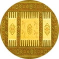 thumbnail image 1 of Ahgly Company Machine Washable Indoor Round Southwestern Yellow Country Area Rugs, 3' Round, 1 of 4