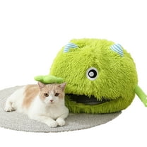 KYAIGUO Plush Monster Cat Bed Removable and Washable Semi-Enclosed Cave Self-Warming High Elastic Foam Pet Bed Super Soft Cat Litter Box