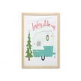 thumbnail image 1 of Adventure Wall Art with Frame, Laughing all the Way Calligraphy with a Caravan and a Christmas Tree, Printed Fabric Poster for Bathroom Living Room, 23" x 35", White and Multicolor, by Ambesonne, 1 of 2