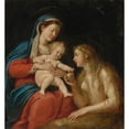 thumbnail image 2 of Francesco Albani 15x16 Gold Ornate Wood Frame and Double Matted Museum Art Print Titled - Madonna and Child with Mary Magdalene, 2 of 4