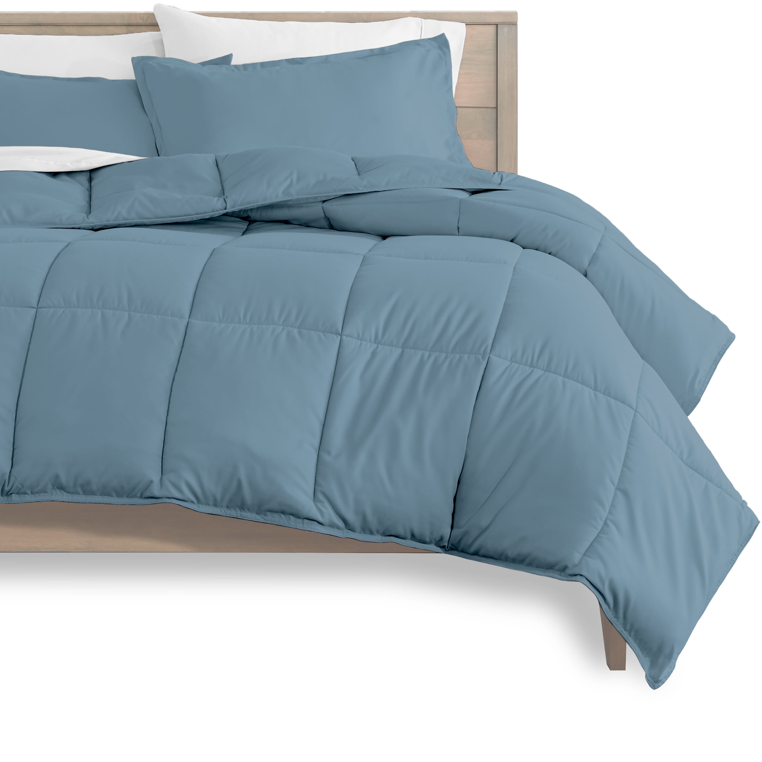 Bare Home Microfiber 5-Piece Coronet Blue and Light Gray Bed in a Bag, Twin XL