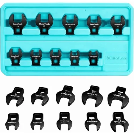 Amar Tool DURATECH Crows Foot Wrench Set 3/8" Drive, 10PCS CR-V Steel Large Metric 10-19mm