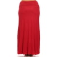 thumbnail image 3 of Women's Plus Size High Waist Foldable Elastic Band Relaxed Fit Solid Maxi Skirt, 3 of 6