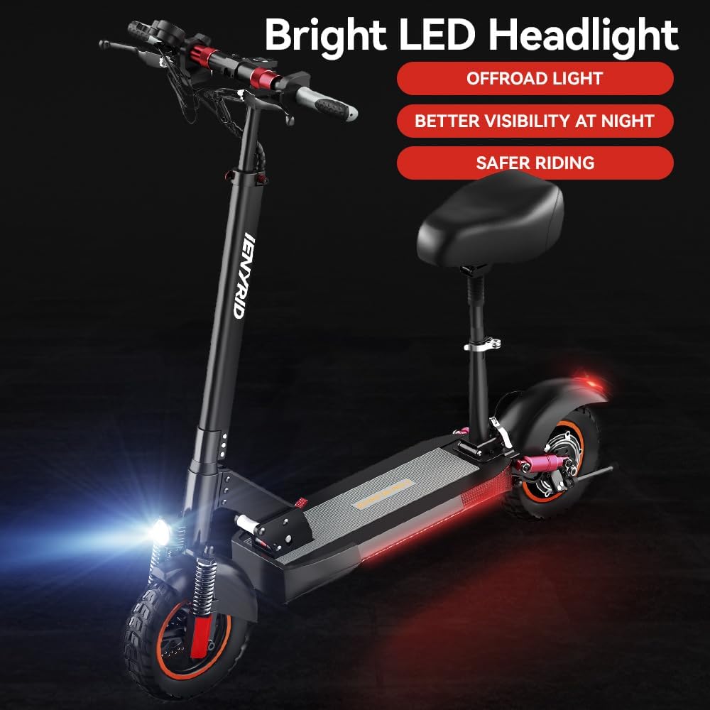 M4 Electric Scooter with Seat for Adult, 28 Mph Max Speed & 31 Miles Max Range,800w Motor Folding Commute E Scooter Adult,10 Inch Tires Big Heavy Duty Offroad Electric Scooters 330lbs Load