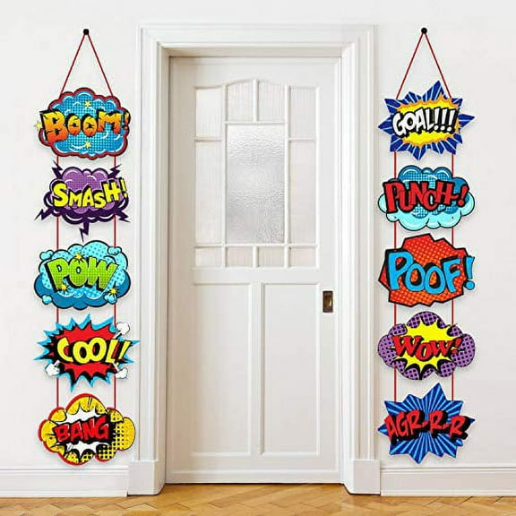 Large Hero Action Sign Cutouts Super Fun Hero Theme Party Supplies Door Hero Sign Hero Theme Birthday Party Hero Super Wall Decorations, 10 Counts