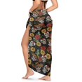 thumbnail image 2 of Uourmeti Womens Sugar Skull Coverups for Bathing Suits Sunflowers Rose Sheer Chiffon Beach Pareos Lightweight Scarf Blouse for Swimwear, 2 of 7