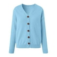 thumbnail image 4 of zaveiop Women's Knit Cardigan Button up Long Sleeve Casual Fall Cardigan Sweater (Z3-Sky Blue, S), 4 of 5