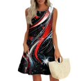 thumbnail image 2 of Women's Casual Summer Dress, Sleeveless Round Neck Sundress with Patriotic Print, Lightweight Outfit for Travel and Festivals,Black L, 2 of 5