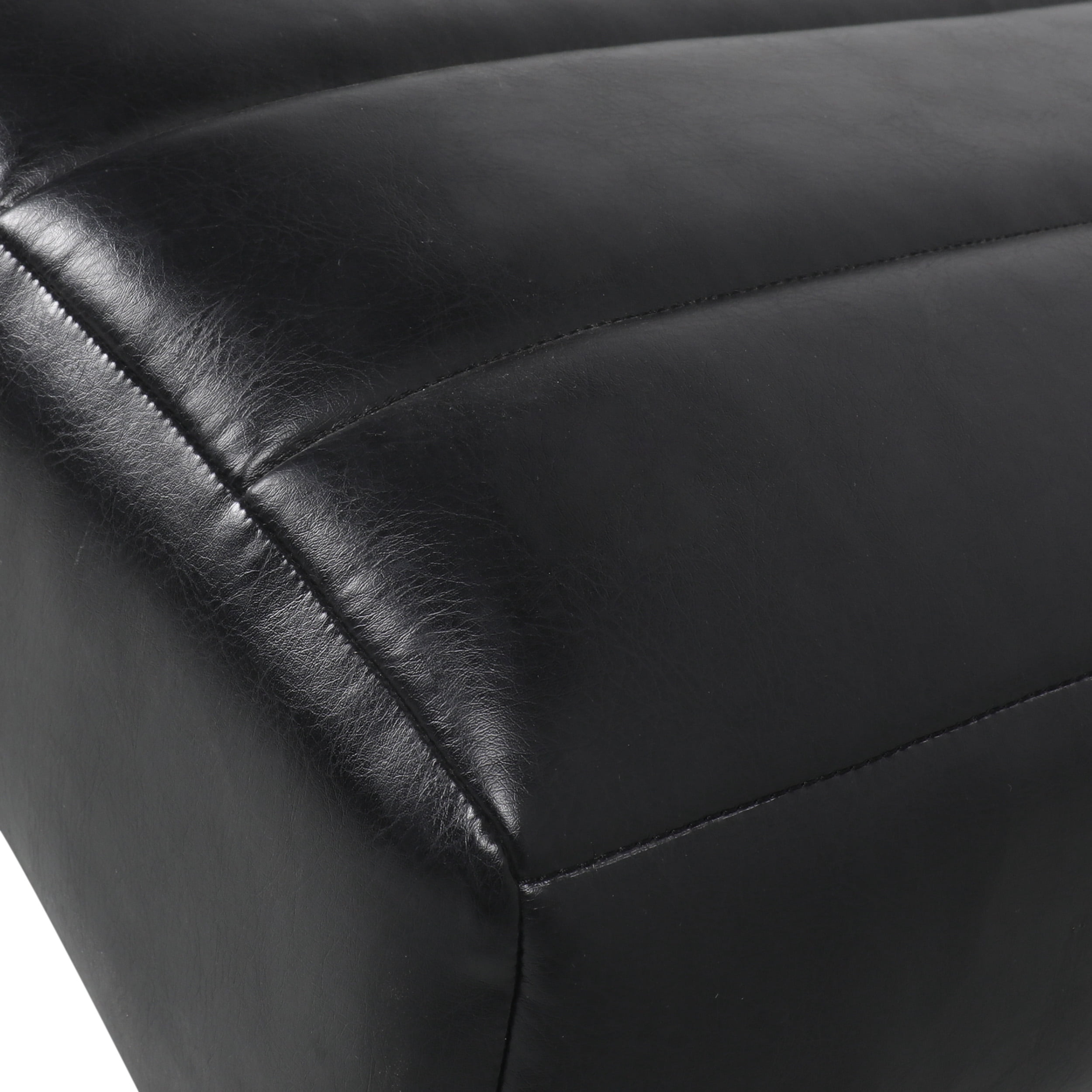 Noble House Austell Indoor Upholstered Channel Stitch Chaise Lounge, Midnight Black