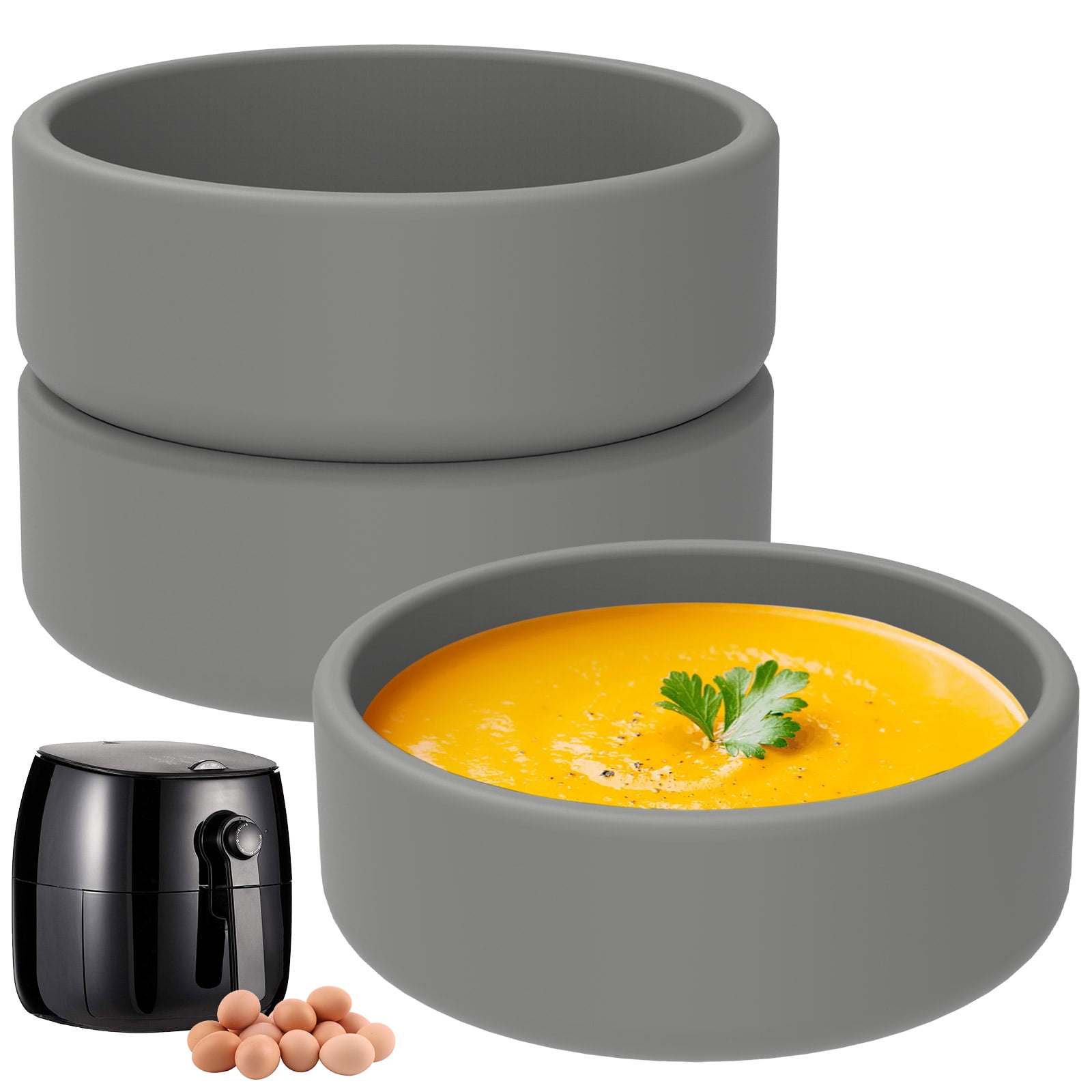 3Pcs Air Fryer Egg Mold Silicone Egg Poacher Cups Nonstick Egg Boiler Mould Cup Microwave Cooker Egg Bite Maker for Oven Kitchen