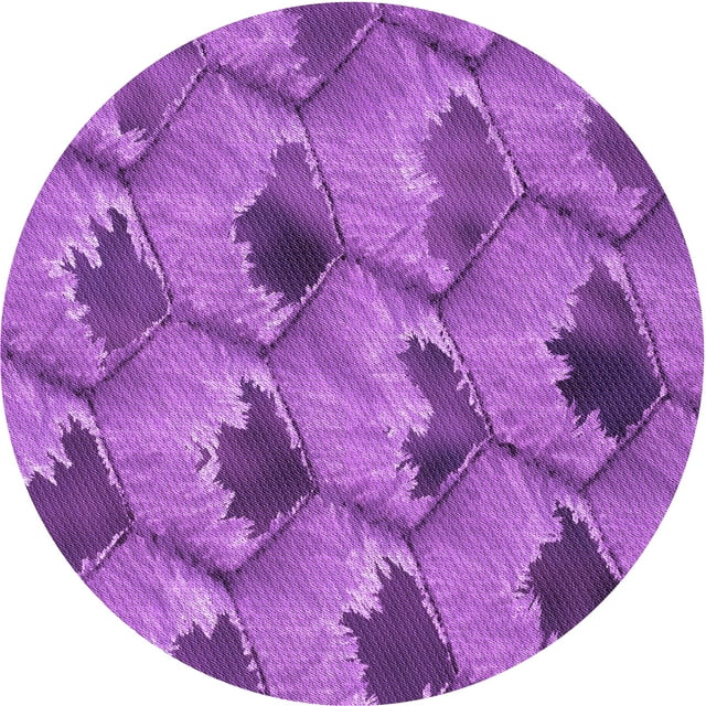 Ahgly Company Machine Washable Indoor Round Transitional Heliotrope Purple Area Rugs, 3' Round