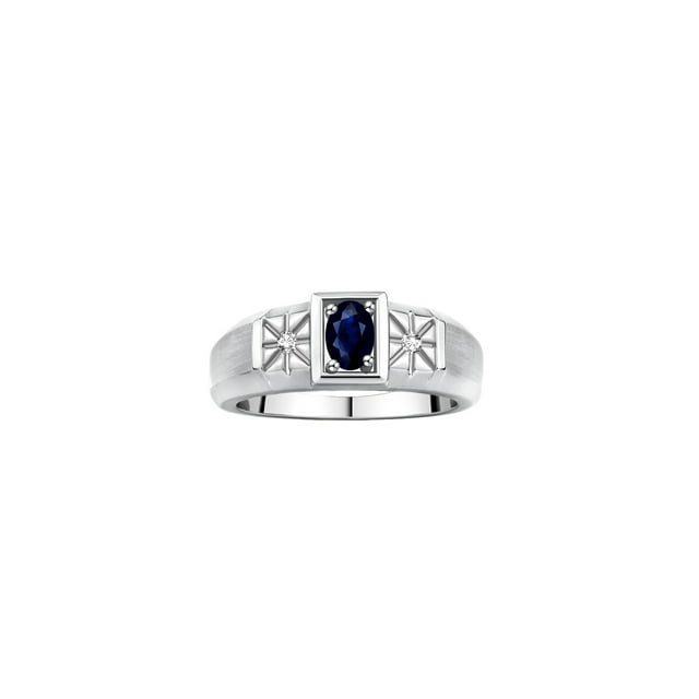 RYLOS Men's Rings Sterling Silver Classic 6X4MM Oval Gemstone & Diamond Ring Sapphire September Birthstone Rings For Men, Silver Rings, Size 12