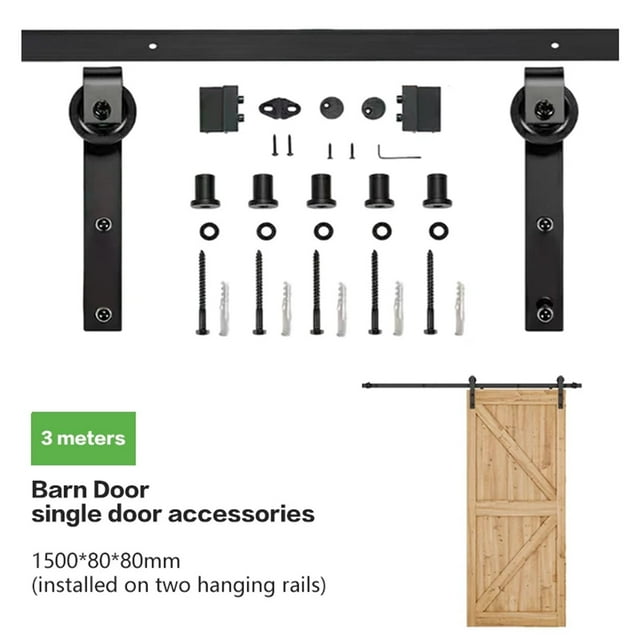 Barn Door Sliding Track Heavy Duty Roller Hardware Smooth Gliding System For Kitchen Closet Room Divider Doors ,Easy Install