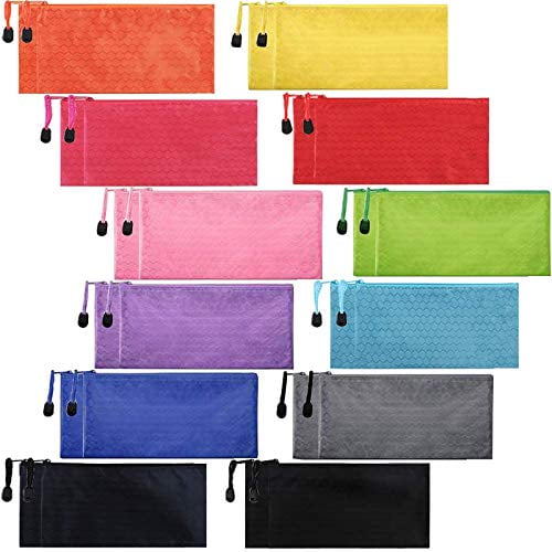 Plastic Zip File Bags Clear Pencil Case for School Office Travel Storage 12 Colors Pack of 26 LABUK Zipper Pencil Pouch