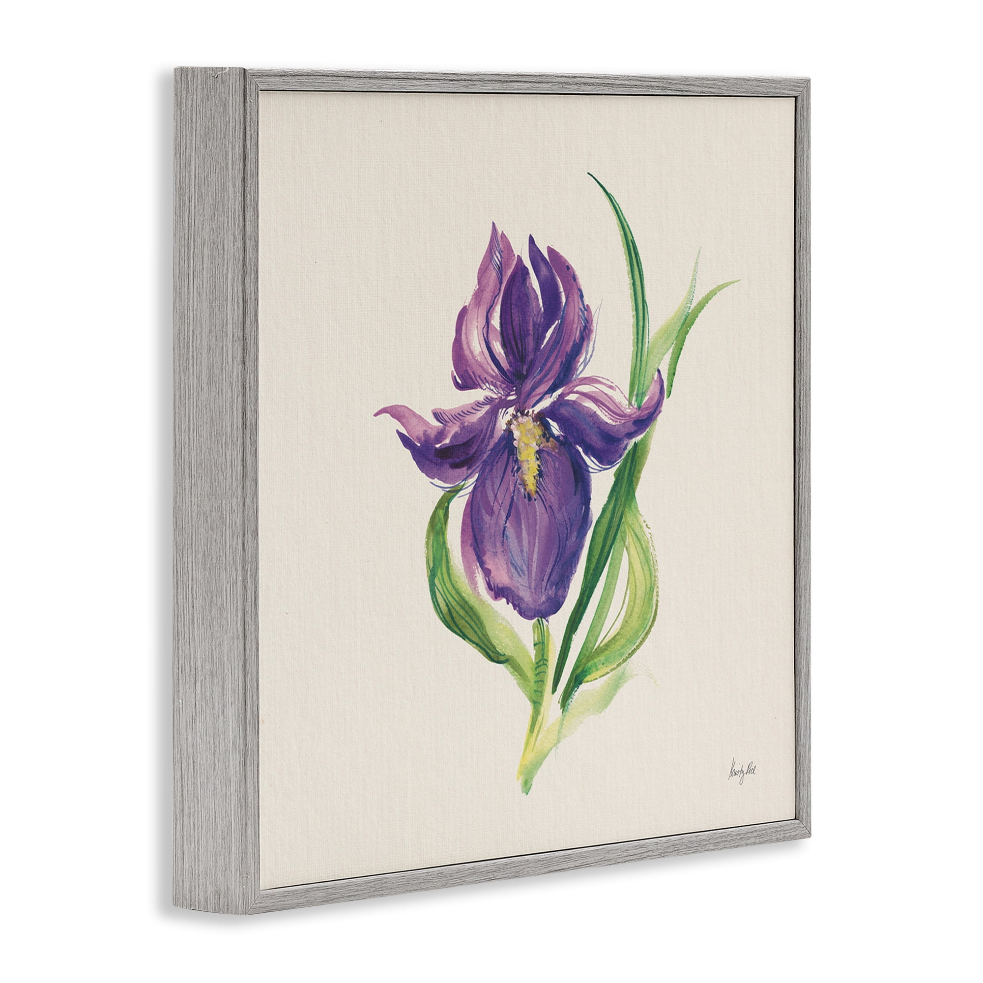 Stupell Industries Easter Iris Bloom Botanical & Floral Painting Gray Framed Art Print Wall Art, 12 x 12