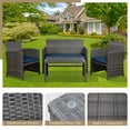 thumbnail image 6 of Walsunny 4-Piece Patio Rattan Furniture Set with Cushions & Tempered Glass Tabletop, Dark Blue, 6 of 12