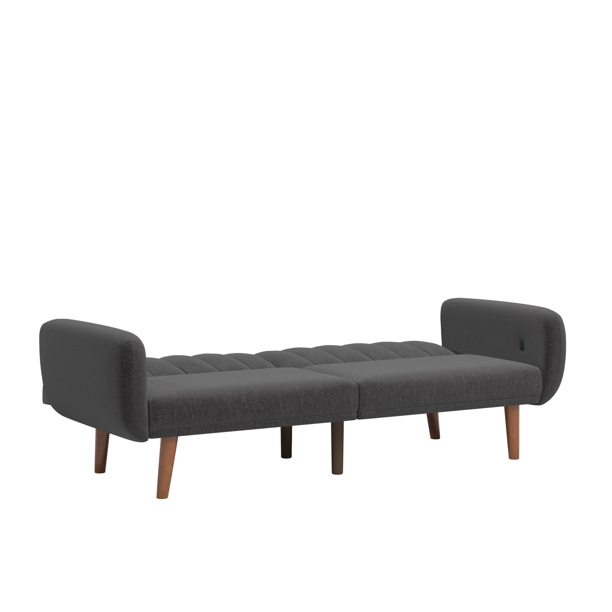 Weston Home Fosnavag Upholstered Convertible Futon Sofa Bed with USB, Dark Grey Linen