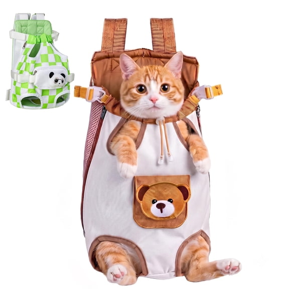 Cat Carrier, Breathable Pet Chest Carrier with Leg-Out Design, Adjustable Buckle Drawstring Travel Bag for Kitten Puppy Walking Hiking