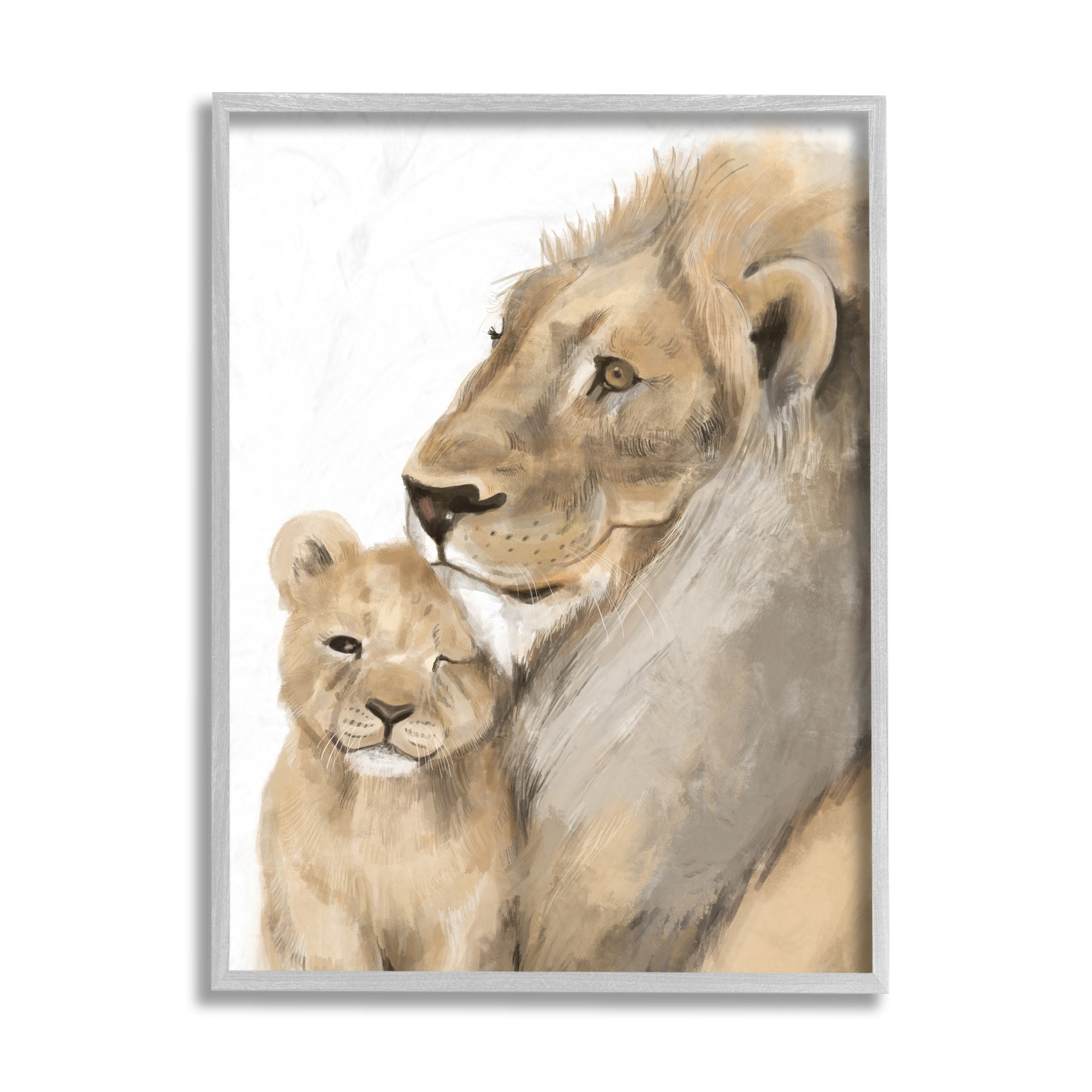 Stupell Industries Lion Cub and King Safari Animal Portrait Black Framed, 16 x 20, Design by Daphne Polselli