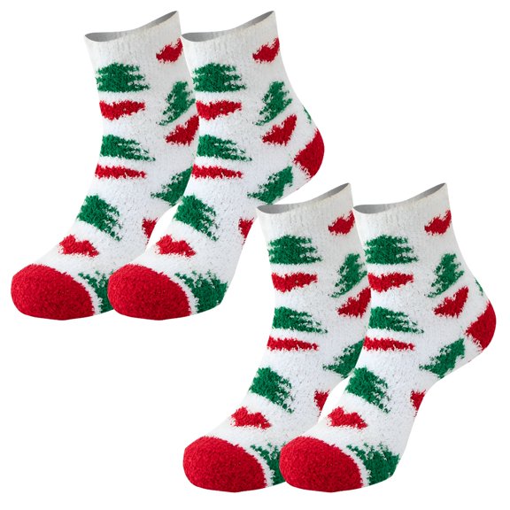 TELOLY 2026 New Compression Socks for Women Fuzzy Socks for Women Soft Fluffy Winter Cozy Slipper Socks Winter Warm Wool 2 Pairs Crew Cute Socks for Women Womens Socks