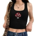 thumbnail image 1 of Women Rhinestone Camisole Y2K Mushroom Pattern Crop Tank, 1 of 8