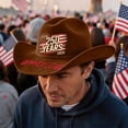 thumbnail image 2 of JULMCOMO 250th Anniversary USA Cowboy Hat Felt American Flag Roll Up Vintage 1776 Hat for 4th Of July Brown, 2 of 5