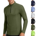 thumbnail image 2 of ZCFZJW Quarter Zip Pullover Men Running Shirt Mock Neck Long Sleeve Moisture Wicking Quick Dry Athletic Workout Shirts with Zipper Pockets Blue M, 2 of 10