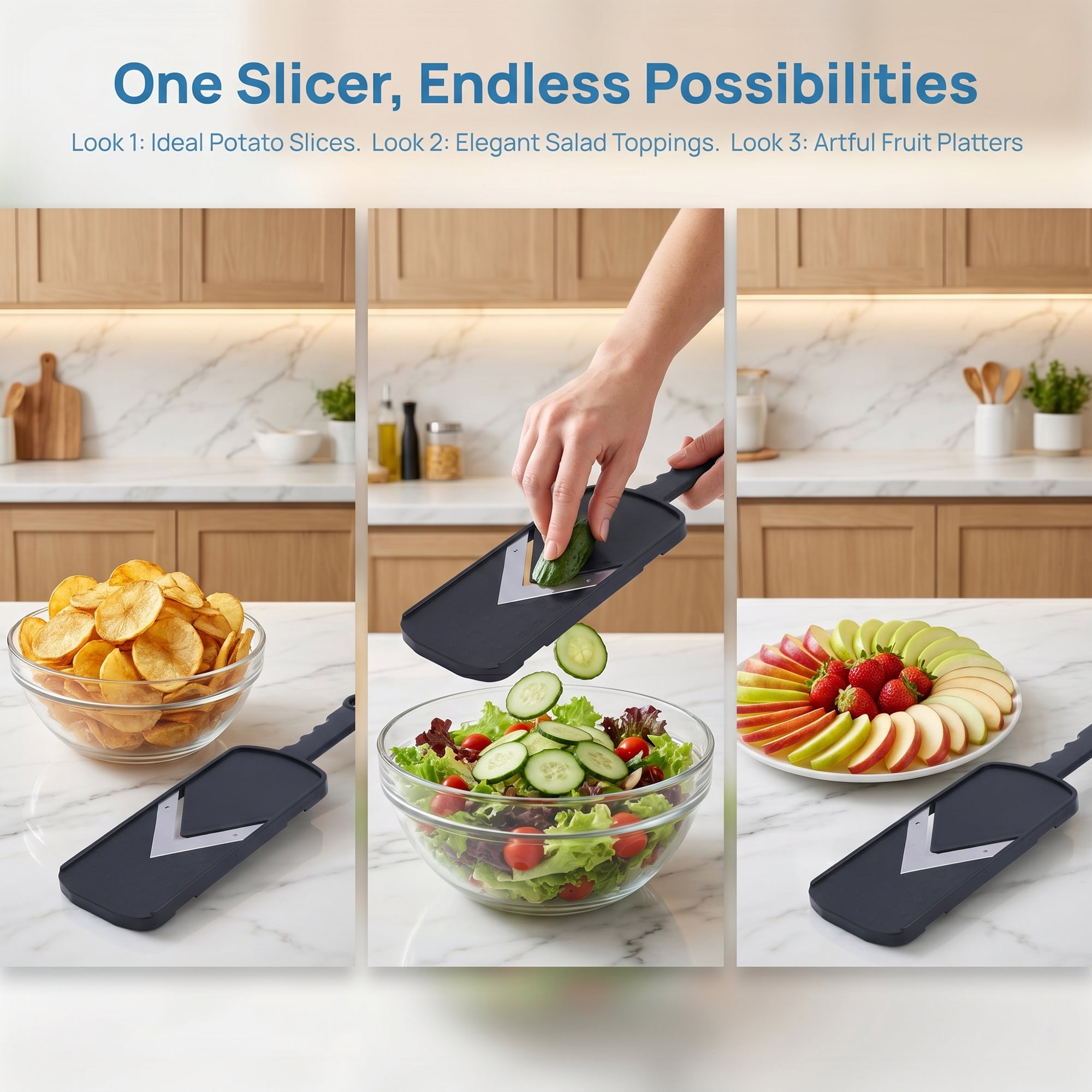 Unique Bargains 2 Pcs Mandoline Slicer for Kitchen Multifunctional Cutter Black 12.2"x3.6"