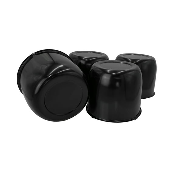 4 Black Push Through Short 4.25 Center Caps - Auto, Truck or Trailer Wheels