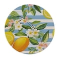 thumbnail image 2 of Nawypu  Round Fitted Tablecloth Stripes Lemon Flower Fruits Pattern Table Cloth with Elastic Edged Waterproof Wipeable Round Table Cover for Patio Parties Outdoor Decor, 2 of 7