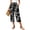 #2 Black-white Floral, variant on VDJ Womens Dress Pants Ruffle Elastic Waist Drawstring Flowy Capris Pants Striped Printed Business Work Straight Pants Size XL