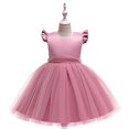 thumbnail image 2 of Huowey Toddler Baby Children Little Girls Dresses V Neck Sequin Mesh Ruffles Party Gown Wedding Princess Dress, 2 of 7