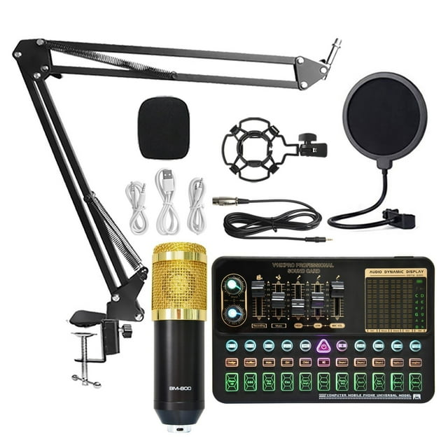 BM800 V10XPro Mixer Sound Card Studio Audio Mixer Singing Noise Reduction Microphone Voice Live Broadcast Phone Computer Record