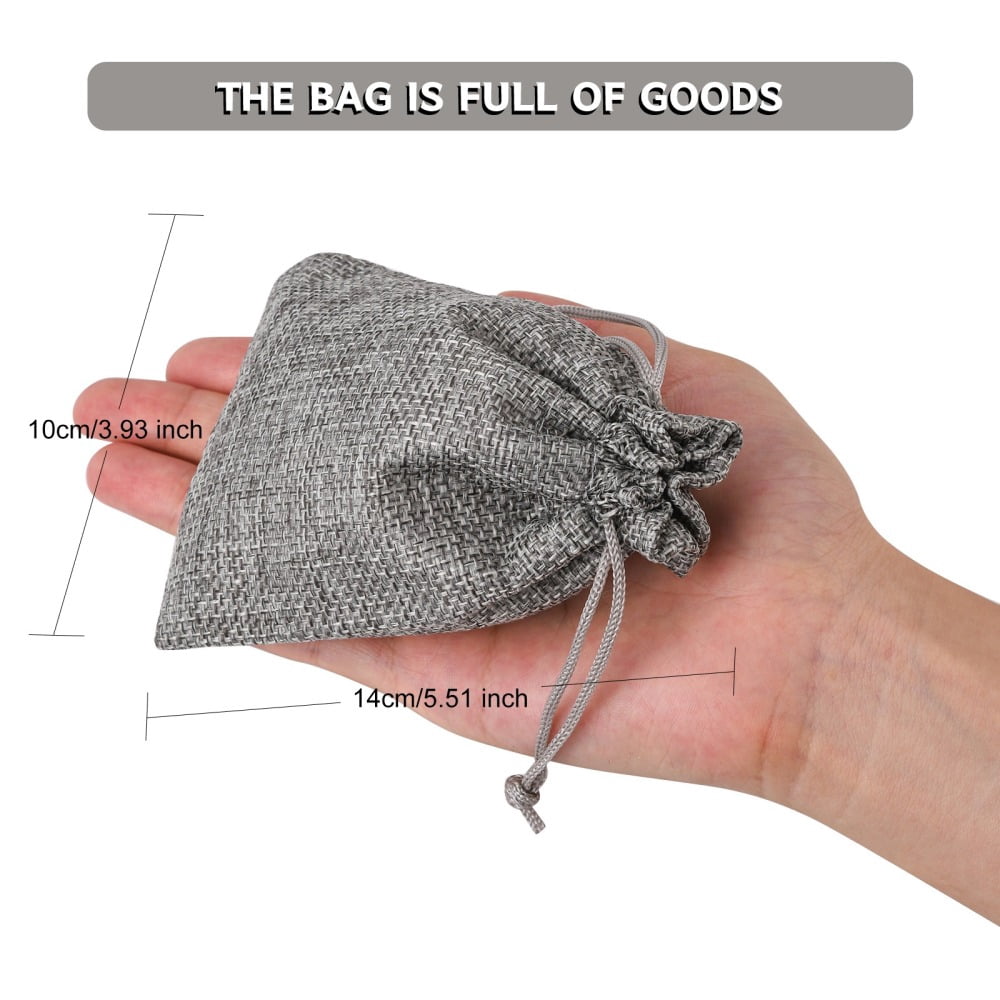 250pcs Polyester Imitation Burlap Packing Pouches Drawstring Bags for Christmas Wedding Party and DIY Craft Packing Gray 14x10cm