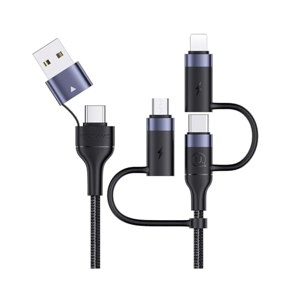 wonima11 PD 60W USB C Multi Fast Charging Cable Nylon Braided Cord 5-in-1 3A USB/C to Type C/Micro/Phone Fast Sync Charger Adapter Compatible with Laptop/Tablet