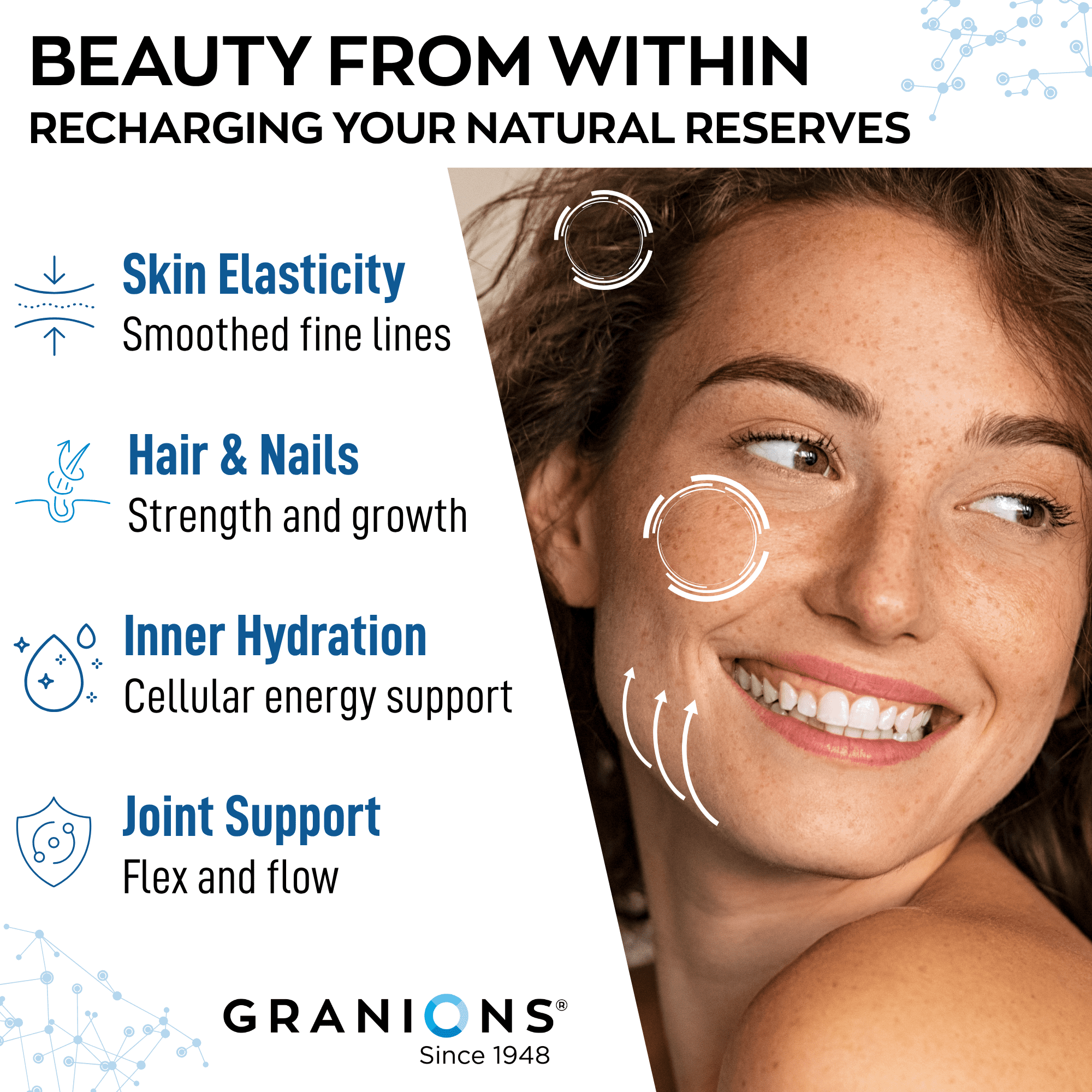 Granions Marine Collagen Peptides Powder Unflavored, 10,000mg per Serving, 278.6g