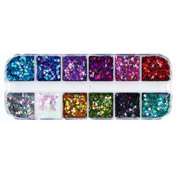 Aellinatey Nail Art Glitter Sequins 3D Holographic Metallic Pentagram Shaped Sequins