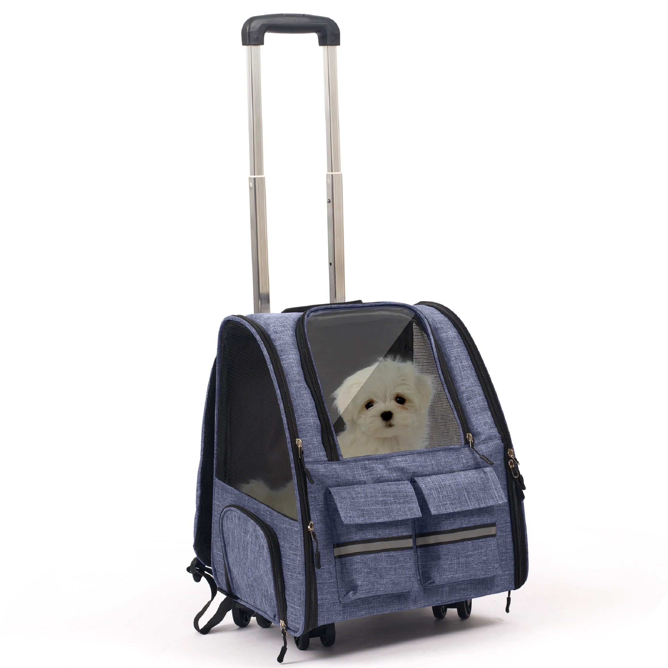 Portable and Breathable Pet Trolley Case Large Capacity Pet Air Case Going Out Dog Cat Suitcase, Purple