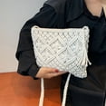 thumbnail image 4 of Women Crochet Shoulder Bag, Knitting Handmade Weaving Handbag, Simple Hollow Beach Bag,White, 4 of 7