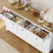 Homfa Farmhouse Kitchen Sideboard, 4-Doors 2-Drawers Wood Buffet Cabinet with Adjustable Shelves, White