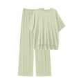 thumbnail image 2 of MINTREUS Lounge Sets for Women Knit Short Sleeve Tops and Long Pants Soft Comfy Pajamas Set Oversized 2 Piece Outfits S-2X, 2 of 8
