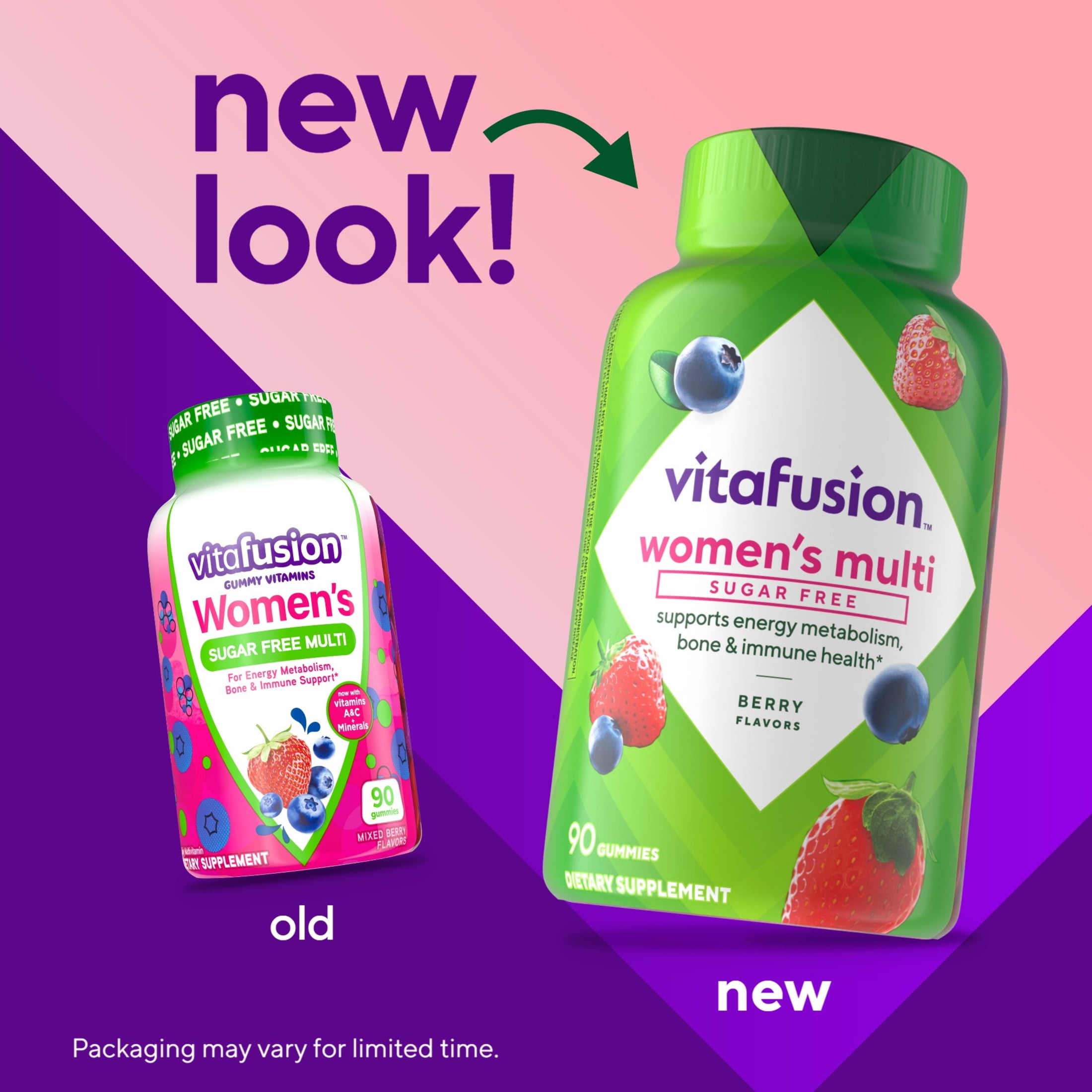 (3 pack) Vitafusion Women’s Sugar Free Daily Multivitamin Supplement, Adult Gummy Vitamin for Energy, Bone & Immune Support*, 90 Count