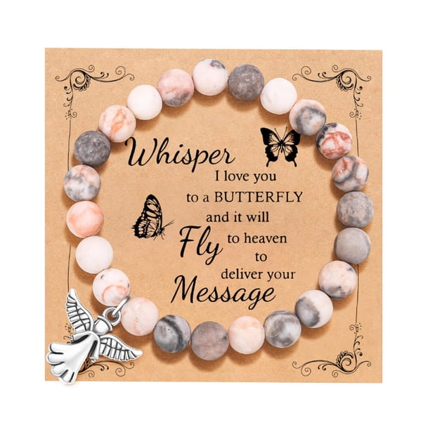 Amatista pulsera de cuentas con colgante de ala de ángel perfecto para las niñas