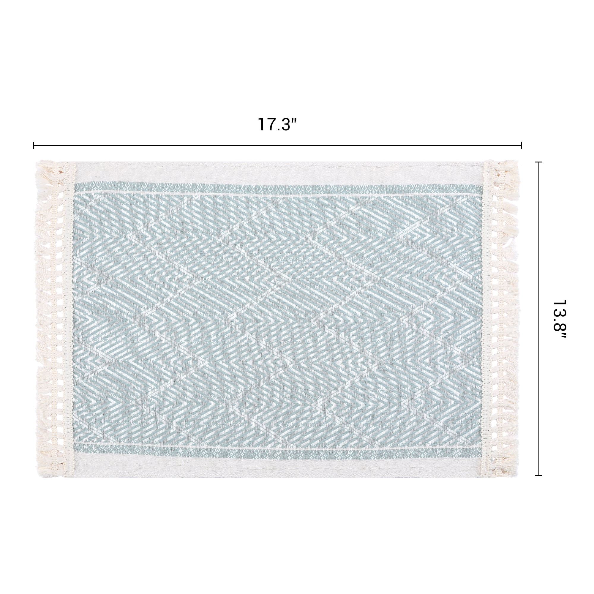 Unique Bargains Set of 4 Linen Farmhouse Placemats Green 17.7x13.8inch
