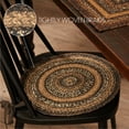thumbnail image 3 of VHC Brands Espresso Round Seat Cushion Chair Pad, Brown Black Tan, Jute Blend with Ties, 15x15 Inches, 3 of 5