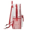 thumbnail image 5 of Clear Transparent Heavy Duty Waterproof Stadium Approved Unisex Backpack with Colored Trim and Mesh Side Pockets in Red, 5 of 6
