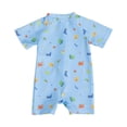 thumbnail image 4 of kmaduk Toddler Baby Boy Rashguard Sunsuit One Piece Swimsuit Shark Pattren Jumpsuit Boys Beach Summer Clothes (Sky Blue, 6-12 Months), 4 of 7