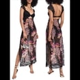 thumbnail image 3 of Vestidos Largos de Verano Y2K con Encaje, Retazos, , Estampado Floral, Escote Corazón, Espalda Descubierta y Abertura para Mujer Negro M, 3 of 7